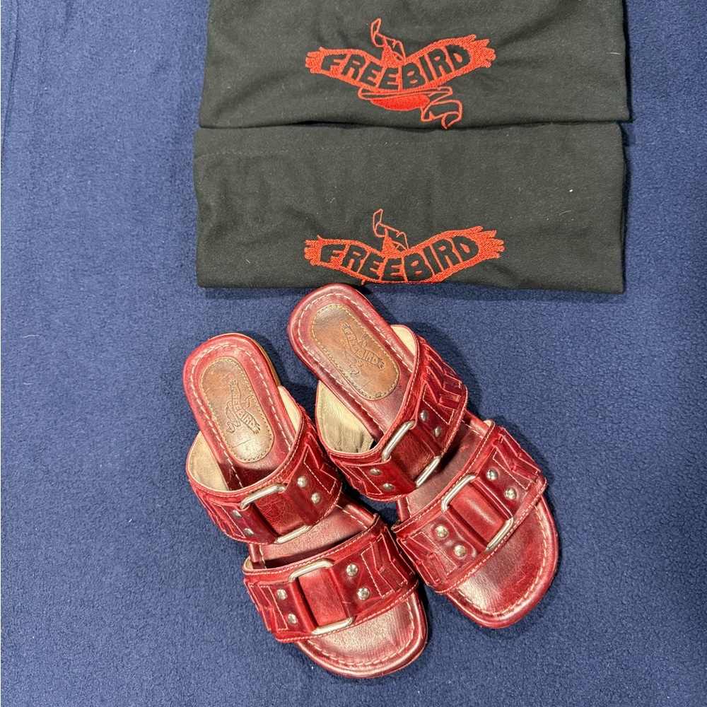 Freebird Sage Sandal - Double Buckle Red Size 7